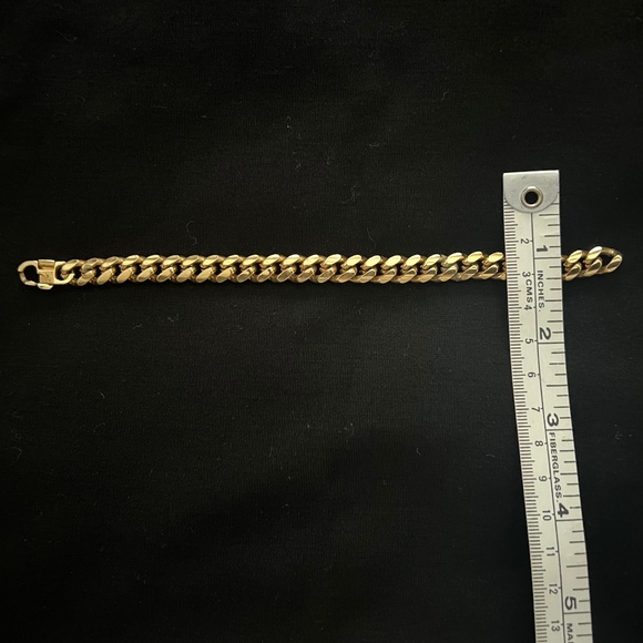 Gold Plated Unisex Cuban Link Bracelet, Vintage - Picture 3 of 7